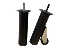 Ножка черный металл с колесом H-15 см